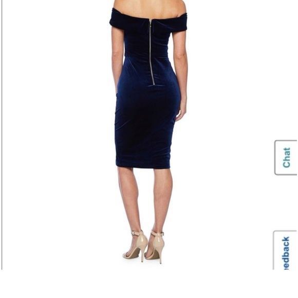 Premier Amour Velvet Short Sleeve Midi Sheath Dress Size 2 Slit - Picture 2 of 7